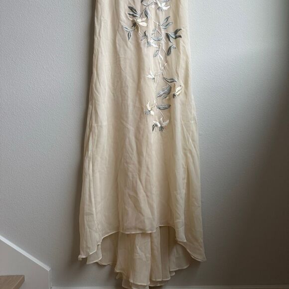 Vintage Soft Surroundings 100% Silk Embroidered Floral Ivory Slip Dress Size XL - Picture 2 of 9